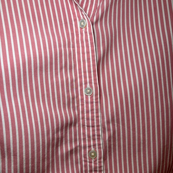 Talbots Stretch - Women's Button Up Shirt Long Sleeve Pink & White Stripe - Picture 7 of 11